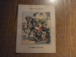 Couverture-Protège Documents "Le Cheval Et L'Ane" Et Autres Fables De La Fontaine -Format Plié 22,7x 17,8 Cm Environ. - Protège-cahiers