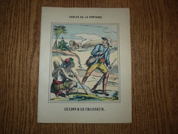 Couverture-Protège Documents "Le Lion Et Le Chasseur" & Autres Fables De La Fontaine -Format Plié 22,7x 17,8 Cm Environ. - Protège-cahiers