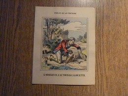 Couverture-Protège Documents "L'Oiseleur, L'Autour & L'Alouette" & Autres Fables De La Fontaine-Format Plié 22,8x17,7. - Protège-cahiers