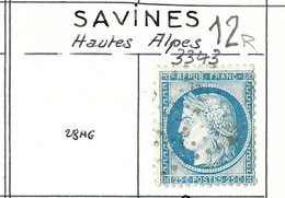 FRANCE Classique,  Obl. PC Et GC Des Villes Sur TP Isolés: SAVINES (Htes Alpes),  GC 3343 (12) - Non Classificati