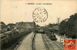 Asnières * Vue Intérieur De La Gare * Ligne Chemin De Fer * Le Train * Wagons Locomotive - Asnieres Sur Seine