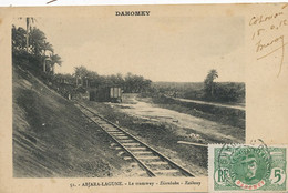 Train Tramway à Abjara Lagune Dahomey Eisebahn Railway  Timbre Cotonou . Non Voyagé - Treinen