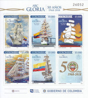 2018 Colombia Arc Gloria Ships Flags  Miniature Sheet Of 6 MNH - Colombia
