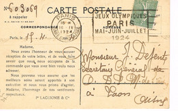 MARQUE POSTALE -  JEUX OLYMPIQUES 1924 - GARE SAINT LAZARE - 16-04-1924 - - Ete 1924: Paris