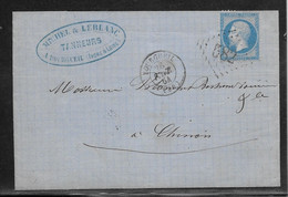France Marque Postale - N°22 Oblitéré GC 582 & T.15 Bourgueil 1864 - TB - 1849-1876: Klassieke Periode