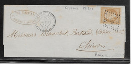 France Marque Postale - N°13 Oblitéré PC 211 & T.24 Avoine (36) 1857 - TB - 1849-1876: Klassieke Periode