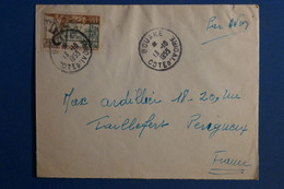 AQ9 COTE D IVOIRE  BELLE LETTRE 1955 PETIT BUREAU  BOUAKE POUR PERIGUEUX FRANCE+AFFRANCH. INTERESSANT - Covers & Documents