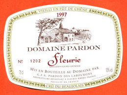 Etiquette Neuve De Vin De Beaujolais Fleurie 1997 Domaine Pardon Et Fils à Beaujeu - 75 Cl - Beaujolais