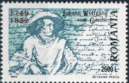 929  Johann Wolfgang Goethe, Romancier, Dramaturge, Poète: Timbre 1999 - German Writer And Statesman - Schrijvers