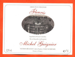 Etiquette Neuve De Vin De Beaujolais Fleurie Michel Guignier à Vauxrenard - 75 Cl - Beaujolais