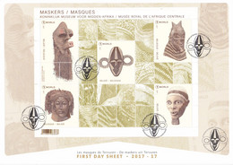 13   BL   2017-17 Belgique A5 FDS First Day Sheet  Masques Musée Royal Afrique Centrale Bruxelles 1000 Brussel 23-10-201 - 2011-2014