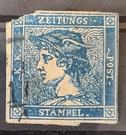 AUSTRIA 1851 - Canceled - ANK 6 IIIb - Blauer Merkur - Zeitungsmarken