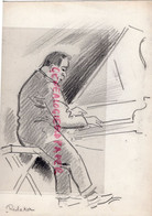 75- PARIS- ARCHIVE PEINTRE GASTON DARDAILLON-7 RUE CRILLON- VERITABLE DESSIN PIANISTE REDAKER - Zeichnungen