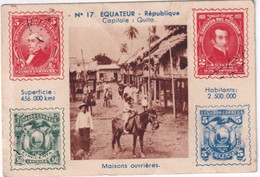 EQUATEUR - PETITE CARTE CHROMO REPRESENTANT LES TIMBRES Du PAYS - Ecuador