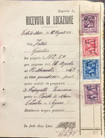 ITALY 1942, DOCUMENT WITH 3 DIFFERENT TO 4 REVENUE,FISCAL STAMP USED - Fiscaux