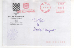 Belle Enveloppe à En Tête De La Mairie De Bulat Pestivien  Côtes D'Armor Pour La Mairie De Hengoat Du 14/01/2003 - Storia Postale