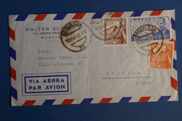 AQ9 ESPAGNE  BELLE LETTRE     1951   MURCIA POUR ZURICH SUISSE +AEROPHILATELIE +AFFRANCH. INTERESSANT - Covers & Documents