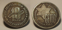 GETTO 10 MARK 1943 LITZMANNSTADT GERMAN COIN MONETA GHETTO EBREI JUDE JUIFE Auschwitz JUDE EBREI GERMANY - Collections