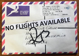 SOUTH AFRICA=COVID MAIL=RETURN TO SENDER (RTS)=DESTINATION AUSTRALIA="NO FLIGHTS AVAILABLE"=16.4.2021=REGISTERED MAIL - Cartas & Documentos