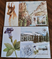 NATIONAL PARKS-2 MAXI CARDS-SUTJESKA-KOPAONIK-CHAMOIS-FLOWER-GENTIANA KOCHIANA-YUGOSLAVIA-1983 - Cartes-maximum