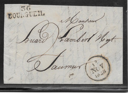 France Marque Postale - 36 / Bourgueil - 1828 - TB - 1801-1848: Precursors XIX