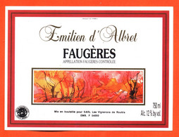 Etiquette Neuve De Vin Faugères émilien D'albret - 75 Cl - Vin De Pays D'Oc