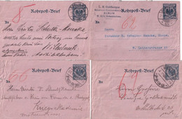 REICH - 1894/1899 - 4 ENVELOPPES ENTIERS PNEUMATIQUES ROHRPOST Avec BUREAUX DIFFERENTS De BERLIN - Briefe