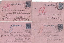 REICH - 1895/1898 - 4 ENVELOPPES ENTIERS PNEUMATIQUES ROHRPOST Avec BUREAUX DIFFERENTS De BERLIN - Sobres