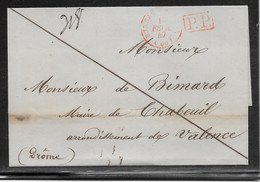 France Marque Postale - Paris Bureau Central & PP En Rouge 1847 - 1801-1848: Précurseurs XIX