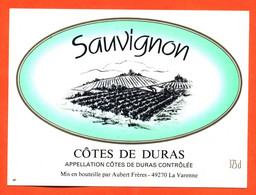 Etiquette Neuve De Vin Cotes De Duras Sauvignon Aubert Frères à La Varenne - 75 Cl - Vin De Pays D'Oc
