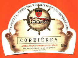 Etiquette Neuve De Vin De Corbières Cave Pilote à Villeneuve Les Corbières - 75 Cl - Vin De Pays D'Oc