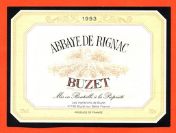 Etiquette Neuve De Vin De Buzet Abbaye De Rignac 1993 à Buzet Sur Baise - 75 Cl - Vin De Pays D'Oc