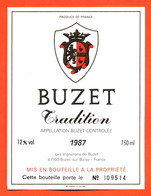 Etiquette Neuve De Vin De Buzet Tradition 1987 à Buzet Sur Baise - 75 Cl - Vin De Pays D'Oc