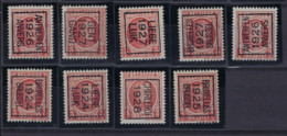 HOUYOUX Nr. 192 ( 9 X ) Allemaal Met ZELDZAME TYPO Voorafstempelingen ** MNH ; Detail Zie Scan ! LOT 294 - Typografisch 1922-31 (Houyoux)