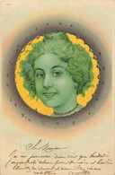 Femmes - Femme Dans Médaillon - Illustrateurs - Illustrateur - Paillettes - Bon état - 1900-1949