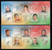 Russia 2013 Mi# Block 194 And Block 197 ** MNH - Olympic Winter Games, Sochi / Sports Legends - Winter 2014: Sotschi