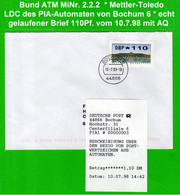 Deutschland Bund ATM 2.2.2 / 110Pf. Auf Echtgelaufenem Letzttagsbrief 10.7.98 - PIA Mettler Automat Bochum 6 + AQ - Timbres De Distributeurs [ATM]