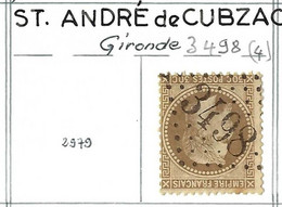 FRANCE Classique,  Obl. PC Et GC Des Villes Sur TP Isolés: ST ANDRE-DE-CUBZAC  (Gironde), GC 3498 (4) - 1849-1876: Klassik