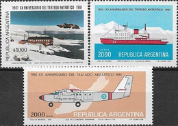 ARGENTINA - COMPLETE SET 20th ANNIVERSARY OF THE ANTARCTIC TREATY 1981 - MNH - Trattato Antartico