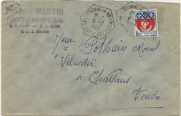 LETTRE AFFRANCHIE N° 1354 B OBLITERATION OCTOGONALE- ST ETIENNE DE MER MORTE -LOIRE ATLANTIQUE -1967 - 1961-....