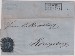 Preussen - 2 Sgr. Ausgabe 1850 325/Dirschau 30/10 Brief N. Königsberg 1858 - Preussen (Prussia)