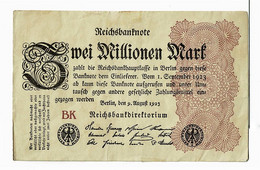 ALLEMAGNE / ZWEI MILLIONEN MARK / 2 MILLIONS DE MARK  / 09 AOUT 1923 - 2 Mio. Mark