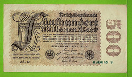 ALLEMAGNE / 500.000.000 MARK / REICHSBANKNOTE / 01 SEPT 1923 / AS-12  096649* - 500 Millionen Mark