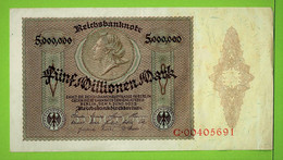 ALLEMAGNE / 5.000.000 MARK / REICHSBANKNOTE / 01 JUIN 1923 / C. 00405691 - 5 Mio. Mark