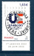 France 2022.Issu De La Mini Planche Présidence Française Du Conseil De L'Union Européenne . Cachet Rond Gomme D'origine. - Used Stamps