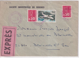 1974 - POSTE AERIENNE + BEQUET Sur ENVELOPPE EXPRES ! CACHET ROUGE ! De NANCY PORTE ST NICOLAS (MEURTHE ET MOSELLE) - 1960-.... Storia Postale