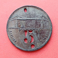 Jeton. Monnaie De Nécessité - Transbordeur De Rouen. 5 Centimes - RARE - - Monétaires / De Nécessité