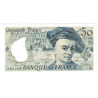 France, 50 Francs, Quentin De La Tour, 1990, SPL+, Fayette:67.16, KM:152e - 50 F 1976-1992 ''quentin De La Tour''