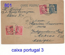 CARTE TARIF ETRANGER  MARIANNE DE  GANDON ENTIER 5f + CÉRÉS DE MAZELIN  / PARIS XI POUR MEXIQUE  22 - 12  - 1948 - 1945-54 Marianne Of Gandon