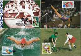 Germany USA Guernsey 1986 / 2013 4 Maximum Card Sports Swimming Grass Hockey Tennis Gymnastics - Autres